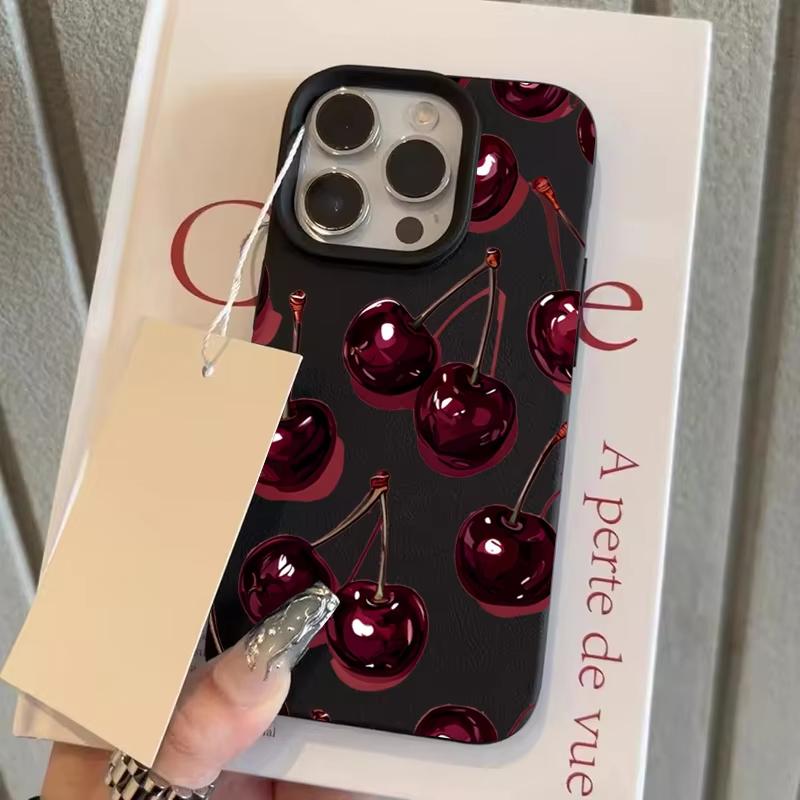 Чехол для телефона винно-красный с рисунком вишни, текстурой личи для iPhone 17 Pro Max 11 12 13 14 15 16 17 Air 15 Plus X XS XR 16E, мягкий чехол