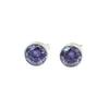 Natural Purple Amethyst Round Stud Earrings 925 Sterling Silver Handmade Earring