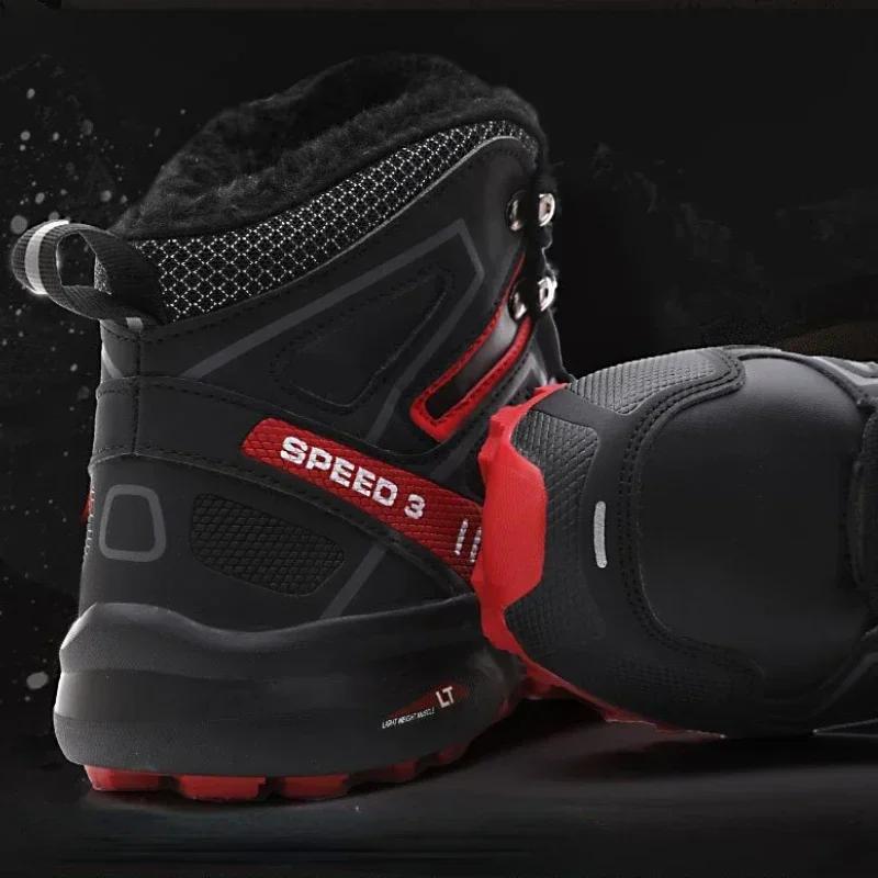 Походная обувь для мужчин, зимние теплые мужские ботинки для снега, нескользящие кроссовки для активного отдыха, высококачественные удобные мужские ботинки для ходьбы, водонепроницаемые ботинки