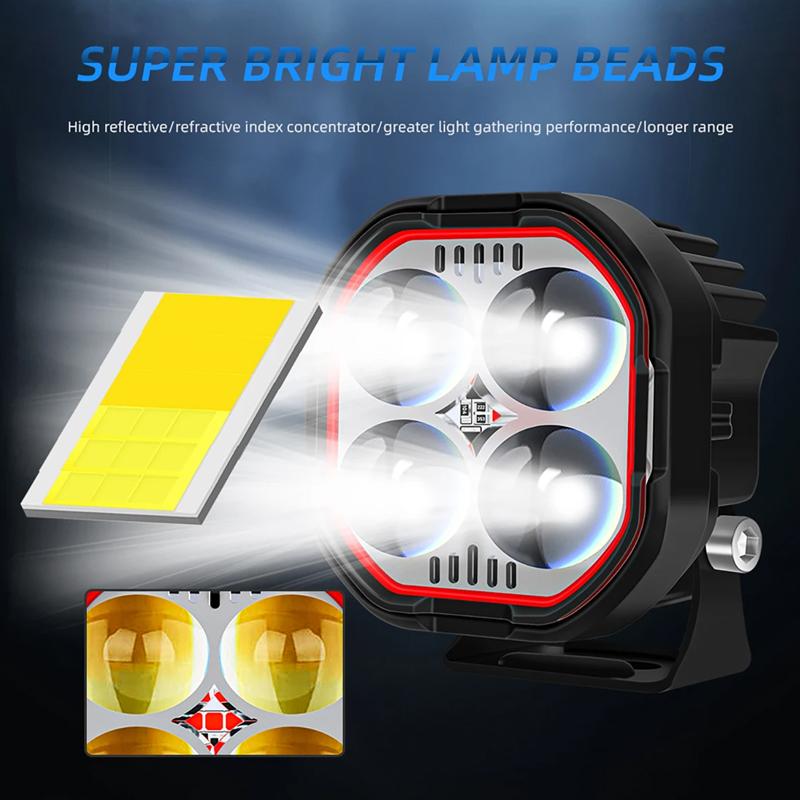 LED 2 Inch Red Work Light Fog Lights for Offroad Spot Driving Light for Truck Pickup SUV 4x4 12V 60V Moto Cars Accessories Light