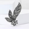 Popular Alloy Rhinestone Flower Leaf Brooch Vintage Versatile Ladies Clothing Corsage Ornament Pin