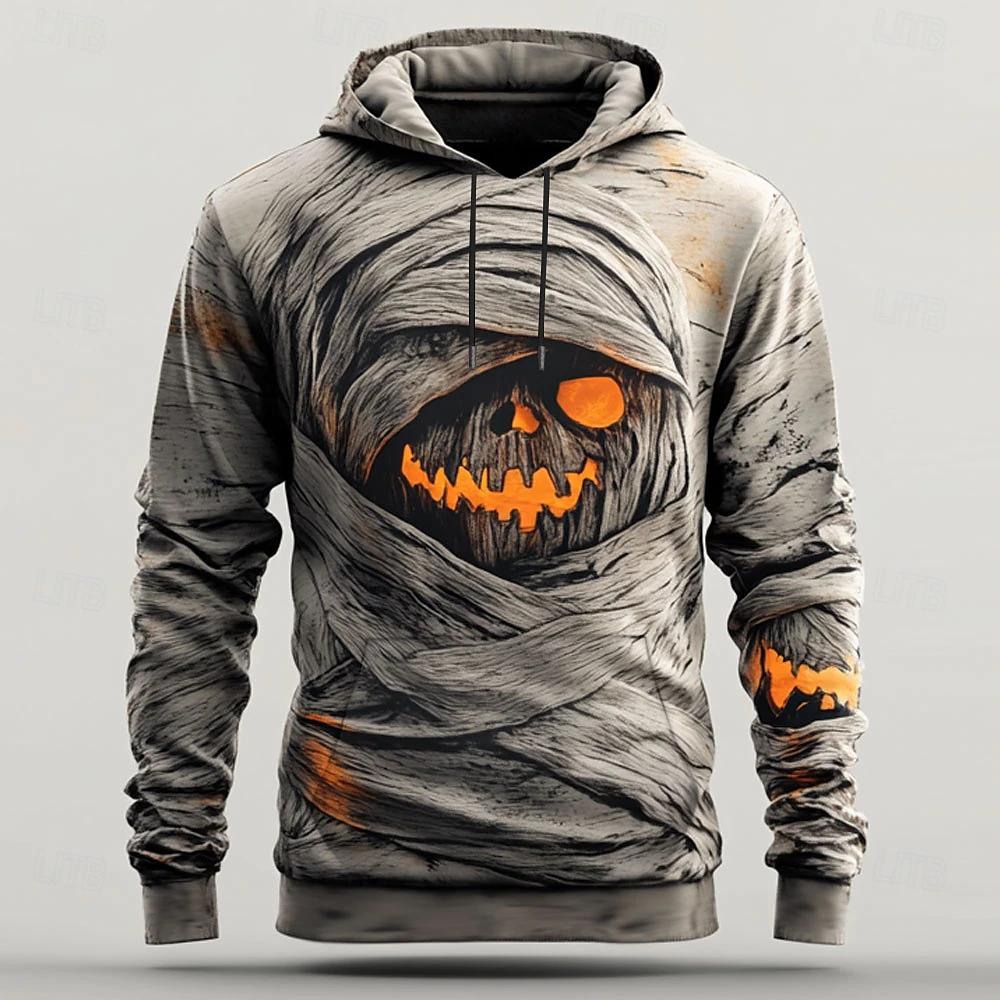 Осенняя мужская толстовка с капюшоном с принтом ужасов, повседневная футболка с коротким рукавом, уличная мода, толстовка с капюшоном, мужская свободная одежда