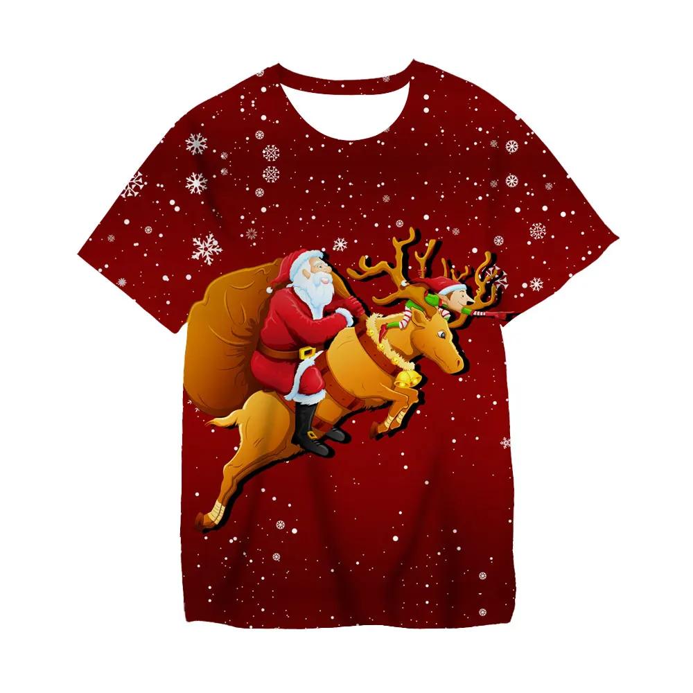 Kawaii Christmas Tshirts 3D Print Santa Claus SnowmanT Shirt Fashion Kids Casual Boys Girls Unisex Round Neck Tshirt Tops