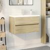 VidaXL 2-piece Bathroom Furniture Set Ceramic and Engineered Wood, Bathroom Cabinet, Bathroom Vanity, 3307659