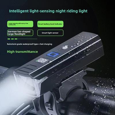 Перезаряжаемый USB велосипедный фонарь - Фара с автоматическим датчиком света для ночной езды, Мощный светодиодный фонарик