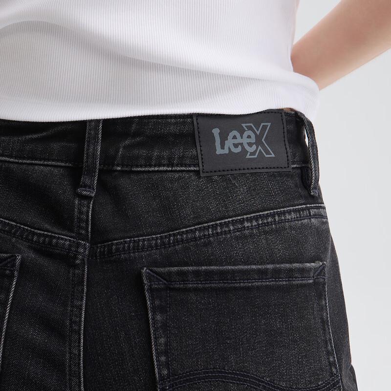 Lee Women's Black-Grey Brushed Straight-Leg Warm Jeans