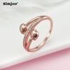 SIMJOO Цирконовое кольцо Женское модное индивидуальное кольцо с двойным шариком и кристаллами