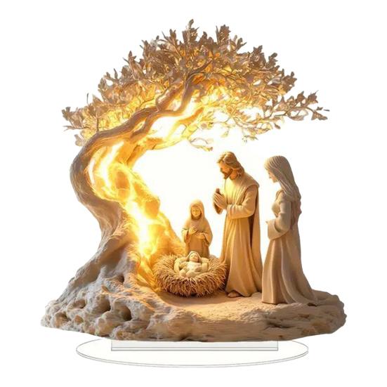 Рождественский вертеп Акриловая настольная табличка 2D Плоский настольный дисплей Украшение для христианского дома Декор полки