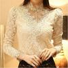Korean Style Plus Size Lace Slimming Long Sleeve Shirt for Women