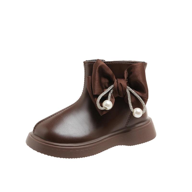 Детские осенние ботинки для девочек, милые универсальные модные ботинки принцессы, элегантные шикарные детские повседневные ботильоны с бантом, простые