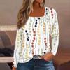 Жен. Футболка Футболка С цветочным принтом Длинный рукав Повседневные Выходные Мода Классический Квадратный вырез Обычный Топ