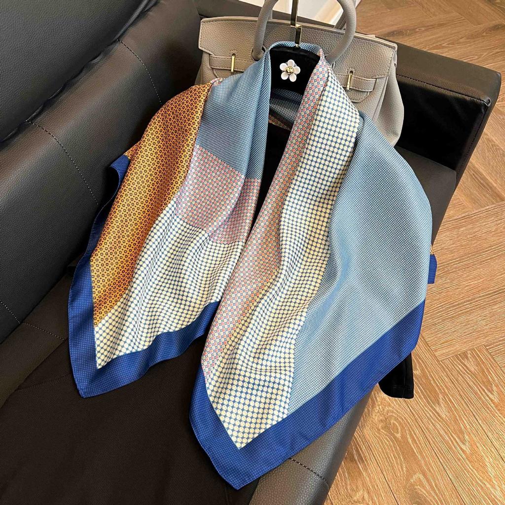 Retro 91 square scarf twill silk printing Korean version girls silk scarf summer and autumn imitation silk decorative gift scarf