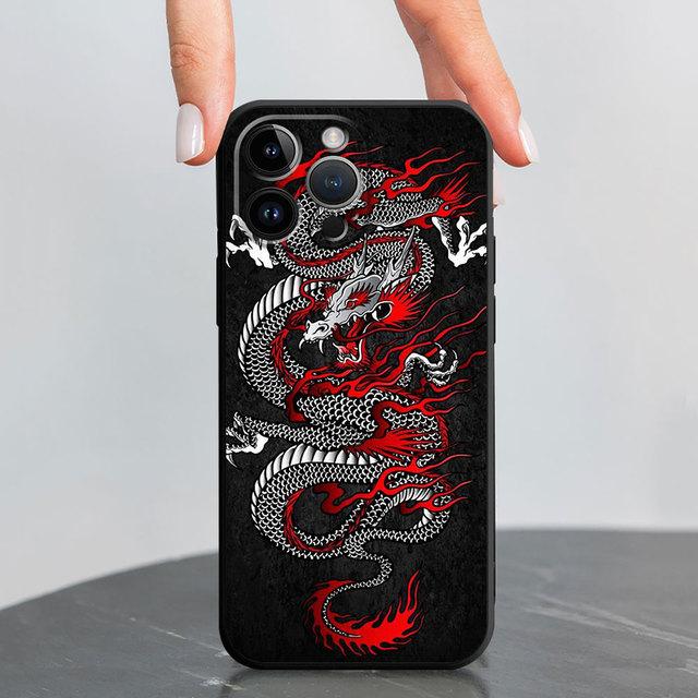 Black Soft Phone Case For Iphone 12 Mini 13 Pro 8 Plus 7 6s Se 11 14 Pro Max Xr Xs X Cover Fashion Chinese Tiger Dragon Shell