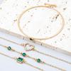4pc Inlaid Green Gemstone Bracelet Jewelry Set for Women Heart Bracelet Wedding Engagement Bracelet Fashion Jewelry MIT