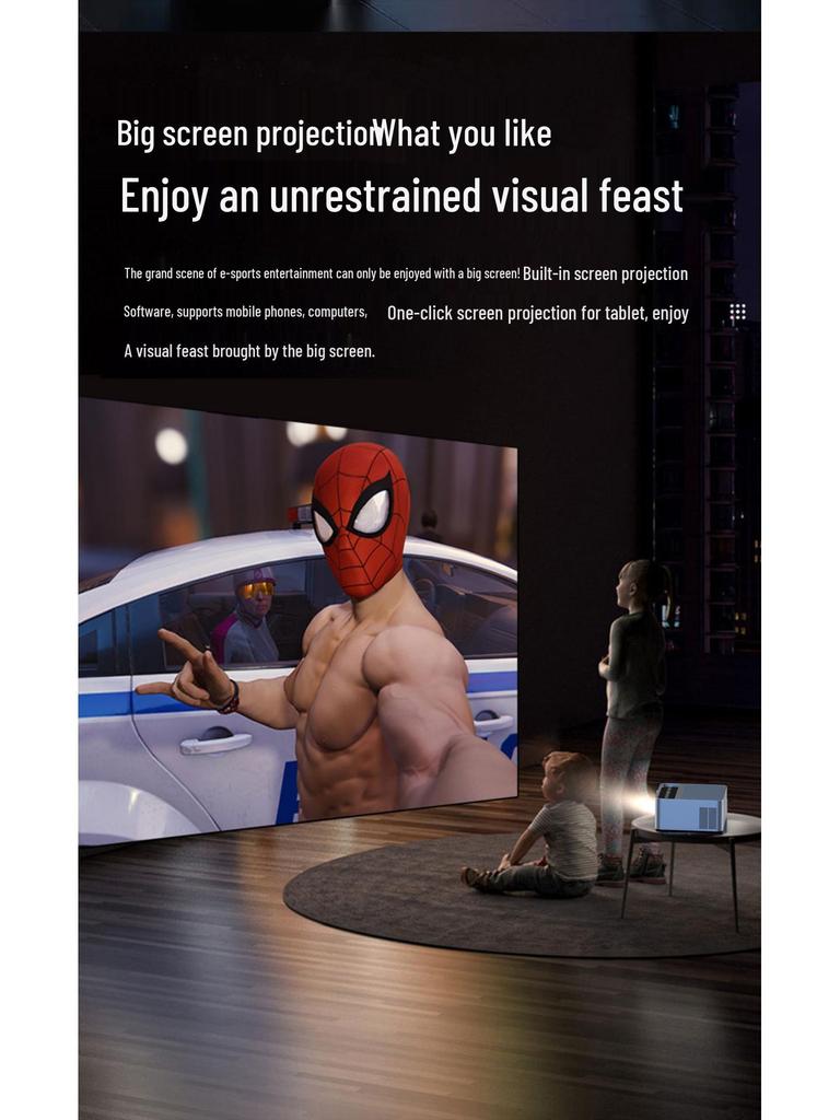 Портативный беспроводной проектор 2025 Ultra-Clear 4K с автофокусом и совместимостью с Android, оптимизированный для проецирования на белую стену.