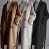 Womens Oversize Lapel Cashmere Wool Blend Belt Trench Coat Outwear Jacket