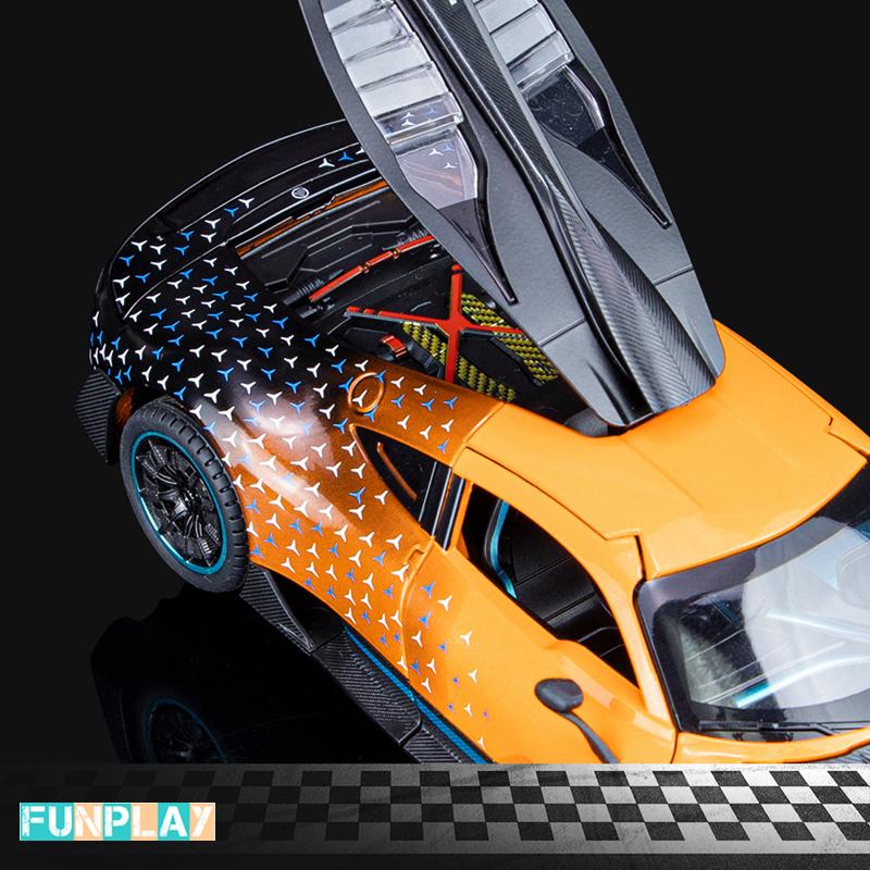 1/24 Scale Benz ONE Sports Diecast Car Model Toy, Pull Back Toy Vehicle with Sound and Light for Kids Toddler Boys Girls Gift Collection