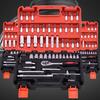 53pcs Ratchet Socket Wrench Set with Extension Bar - 1/4 Inch Drive, Durable Steel, Orange, Ideal for Car Repair and Home Use, Includes Storage Box