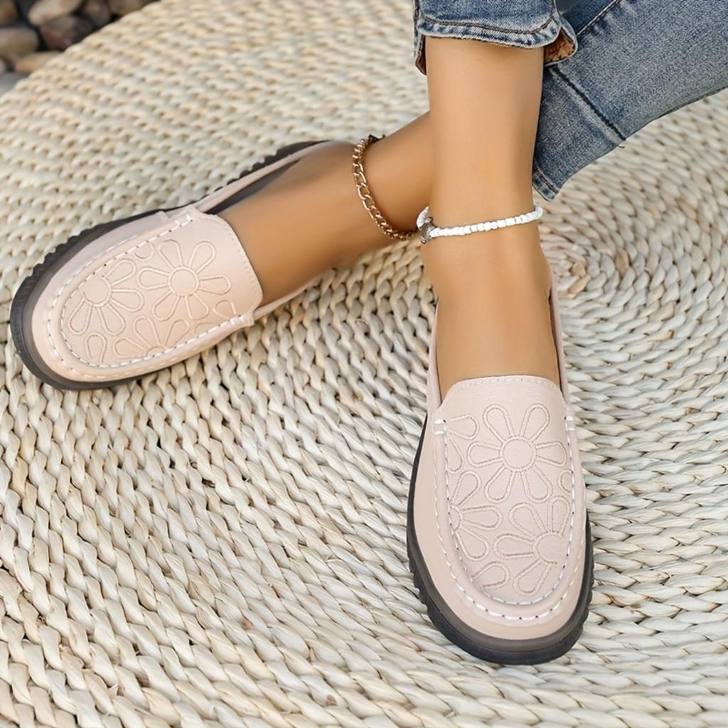 Women's Solid Color Embroidery Mule Shoes, Fashion Hundreds of Flat Shoes, Non-slip Comfortable Casual Women's Shoes