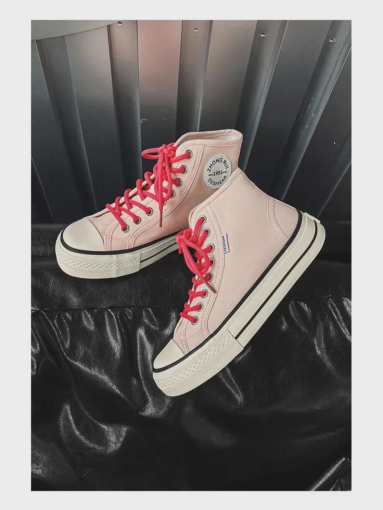 Летние женские высокие кеды Mango Head Canvas 2023 года, квадратный носок, толстая подошва, универсальные для студентов