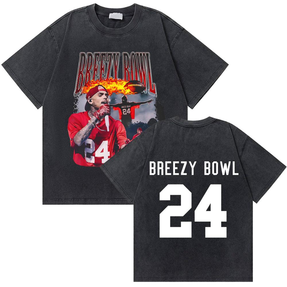 Стирка Рэпер Крис Браун Breezy Bowl XX Мировой Тур Футболки Мужчины Женщины Хип-Хоп Ретро Футболка Мужская Мода Тренд Уличная Мода