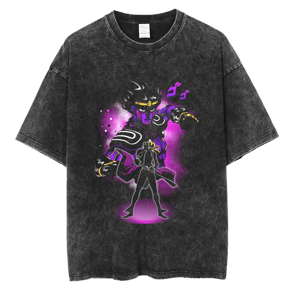 JoJo's Bizarre Adventure Аниме Одежда Дио Графическая Стиранная Футболка Мужская Винтажные Хлопковые Футболки Родитель-Ребенок Повседневная Футболка
