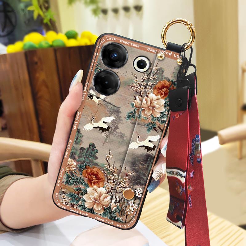 Для мамы чехол для телефона в китайском стиле для Tecno Camon20 Pro 5G/CK8n Модный ремешок на запястье Мягкий чехол Держатель для телефона Грязеотталкивающий