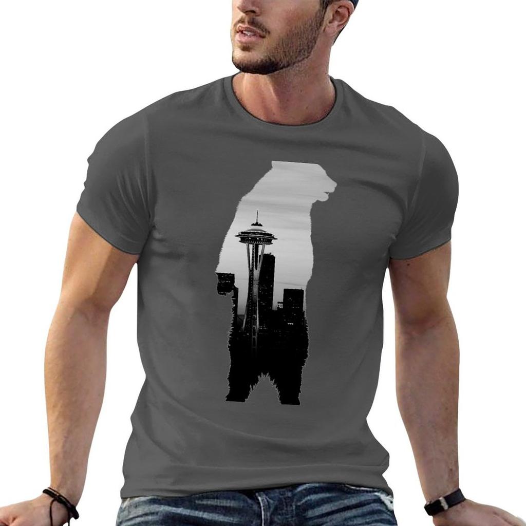 Space Needle Bear Tshirt Cotton Tshirt 100 Graphic T Shirts For Unisex Essential T Shirt Tshirt