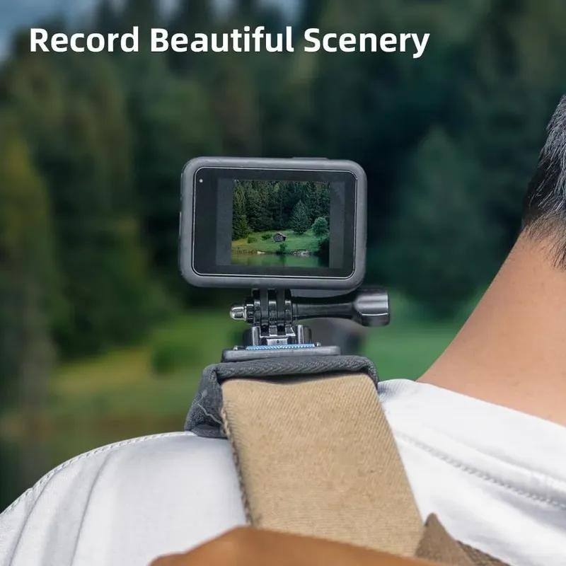 Camera Adjustable Holder With Backpack Shoulder Strap Belt Mount for GoPro Hero 13 12 11 10 9 DJI Action 5 Insta360 Universal