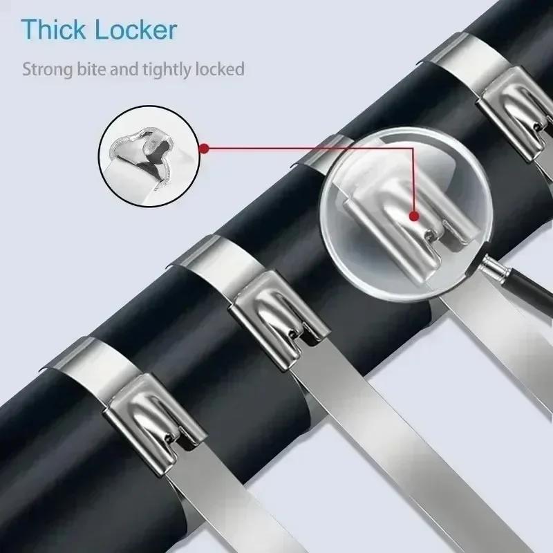 20/200 шт. кабельных стяжек из нержавеющей стали, многоразовые, самоуплотняющиеся, крепежные кольца, кабельные стяжки, многоцелевой металлический крепеж, кабельный органайзер