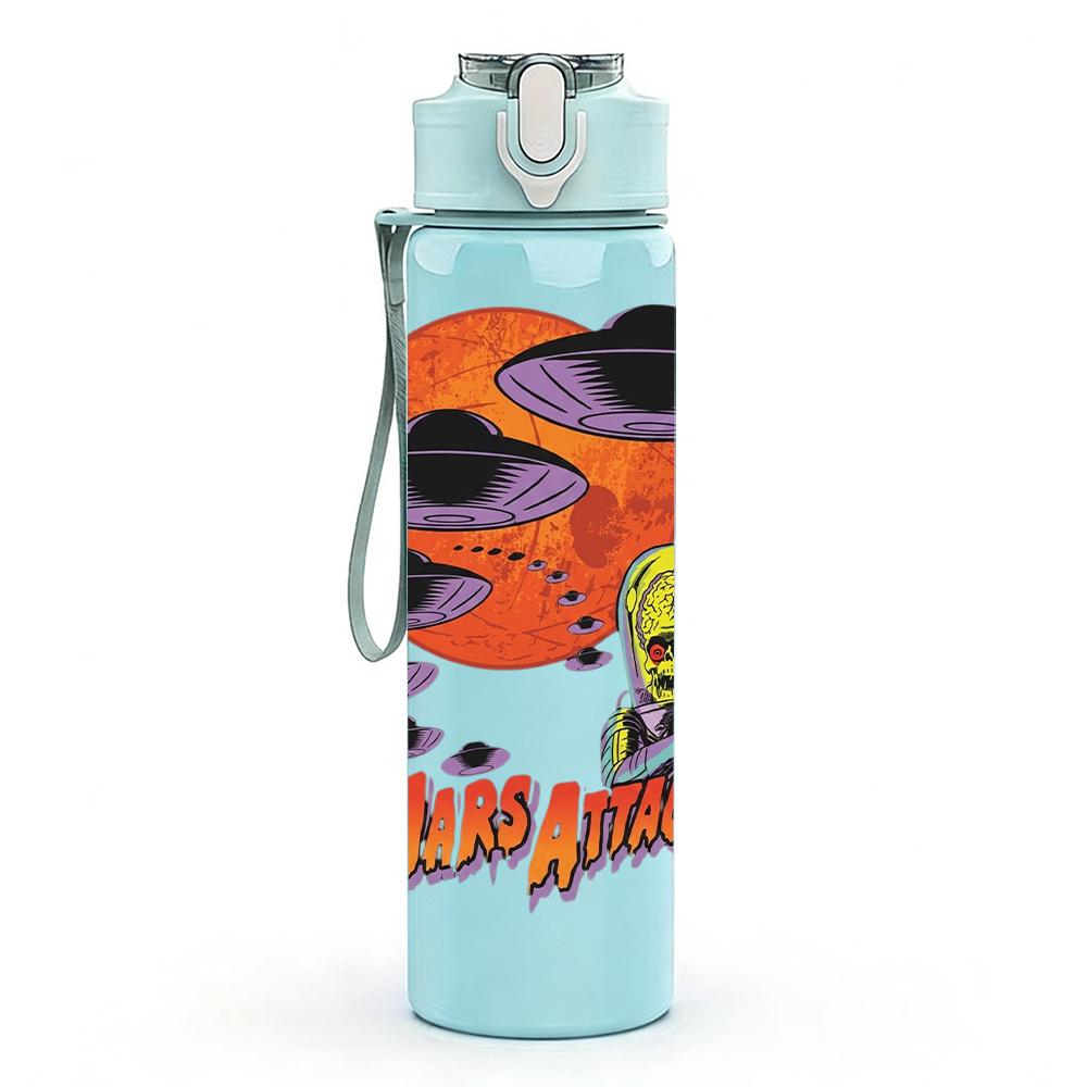 1PC Retro Orange Planet Space Abstract Print 750ml Portable Sports Water Bottle Leakproof Gym Outdoor Travel Drink Cup
