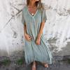 2026 new Amazon independent station European and American cross-border fashion cotton and linen V-neck semi-formal dress