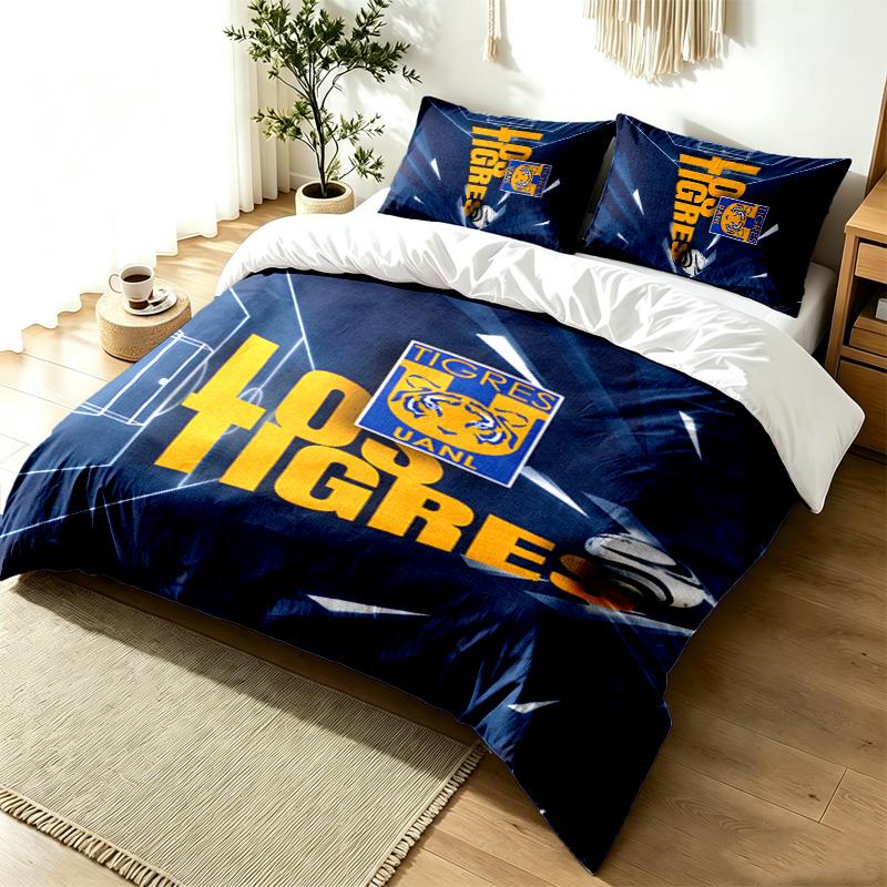 Club Tigres UANL 3pc Duvet Cover Set Simple Modern Bedding Set Wrinkle Resistant Soft Fabric All Season Use a perfect gift