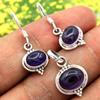 Набор серег ручной работы с аметистом и гранатом, женские ювелирные изделия из 100% стерлингового серебра 925 пробы