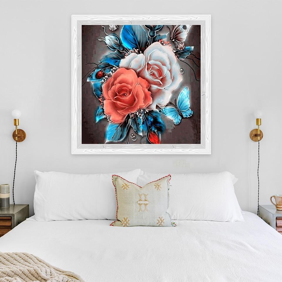 Наборы бриллиантов «сделай сам», цветочная живопись, полная круглая дрель, стразы, вышивка, картина, вышивка крестом, ручная работа, домашний декор, подарок