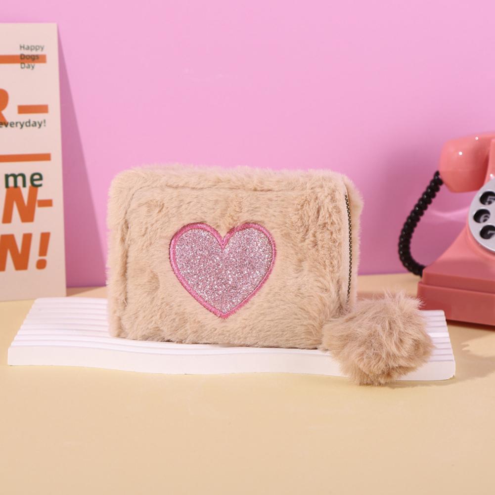 Женский мини-кошелек с вышитым сердечком, короткий кошелек для монет, мини-кошелек для кредиток, сумка для удостоверения личности M7F3