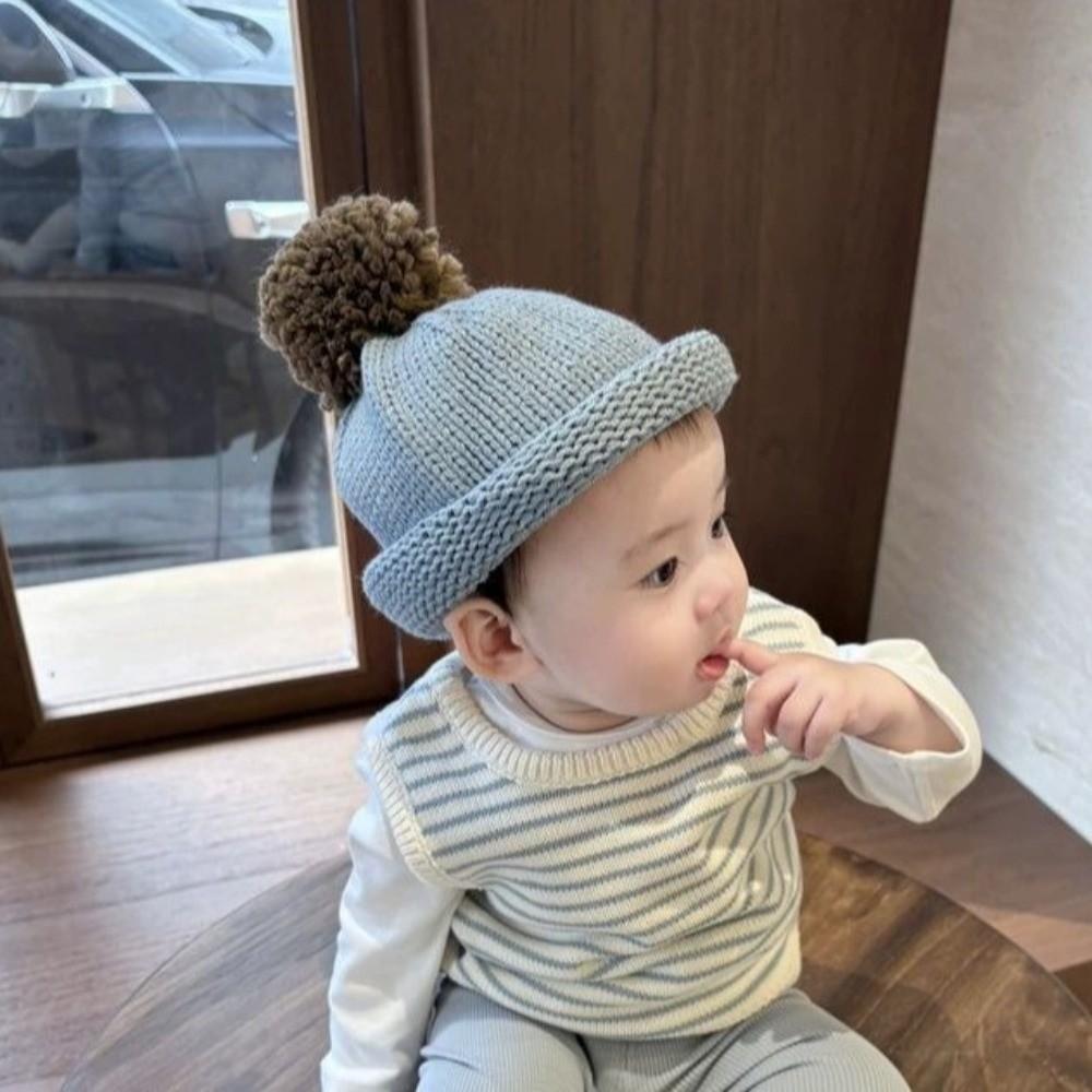 Soft Kids Beanie Hat Solid Color Crochet Woolen Hat Fashion Baby Knitted Hat Photography Props