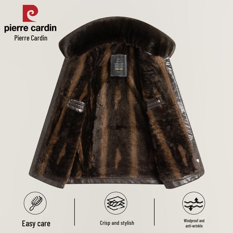 Pierre Cardin Men's Faux Leather Fleece-Lined Winter Jacket