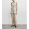 Spring New Arrival Workplace Work Clothing Office Lady Style Outwear Side Slit Plaid Pure Linen Suit Vest 6036575