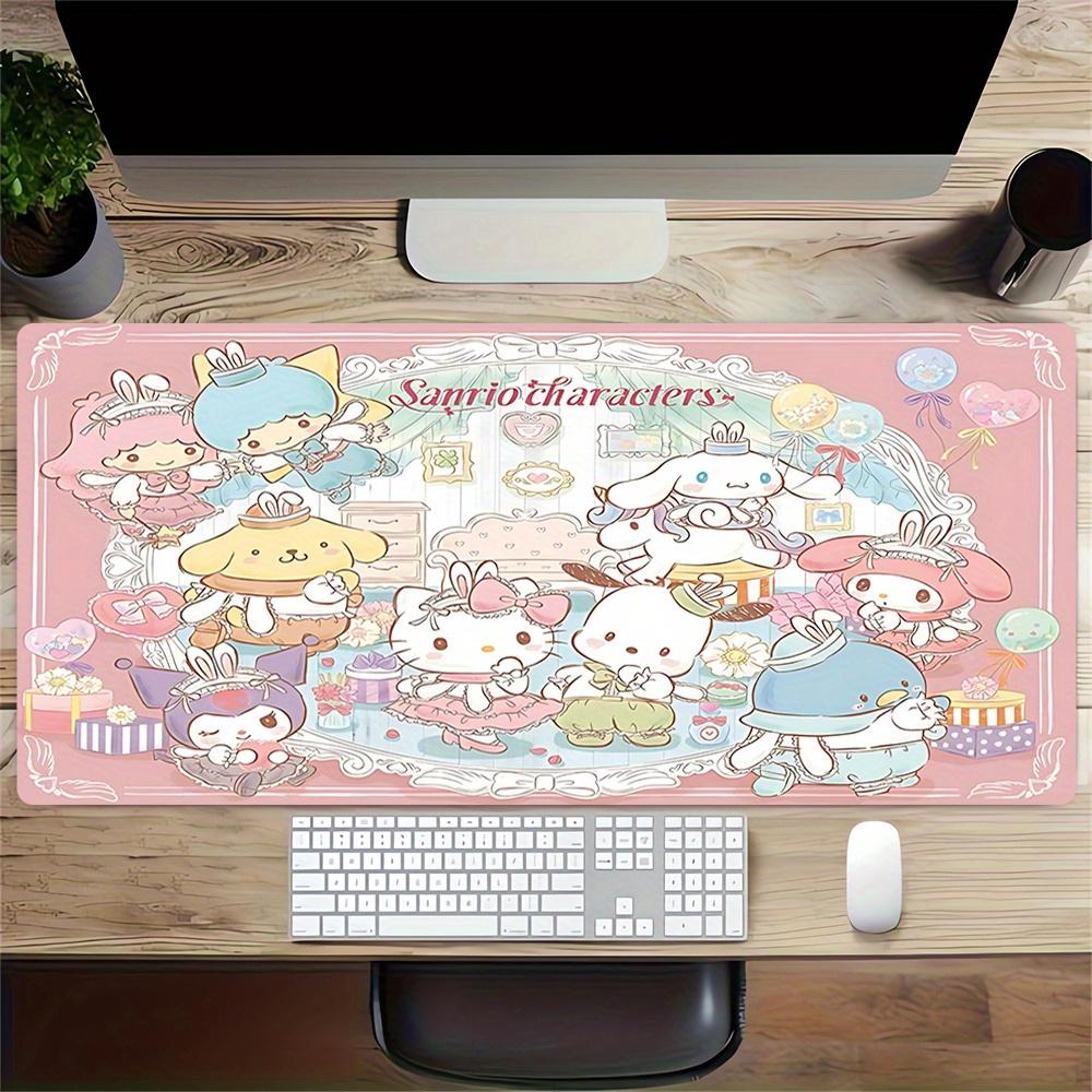 Sanrio Characters Themed XXL Mouse Pad - Non-slip Rubber Desk Mat for Gaming and Office Use, Multi-Function Keyboard and Mouse Pad, Ideal Gi
