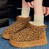 Winter Snow Boots Women's Cropped Shoes Women Velvet Shoes Woman Warm One-footed Leopard Print Ankle Boots Botas Mujer Botines