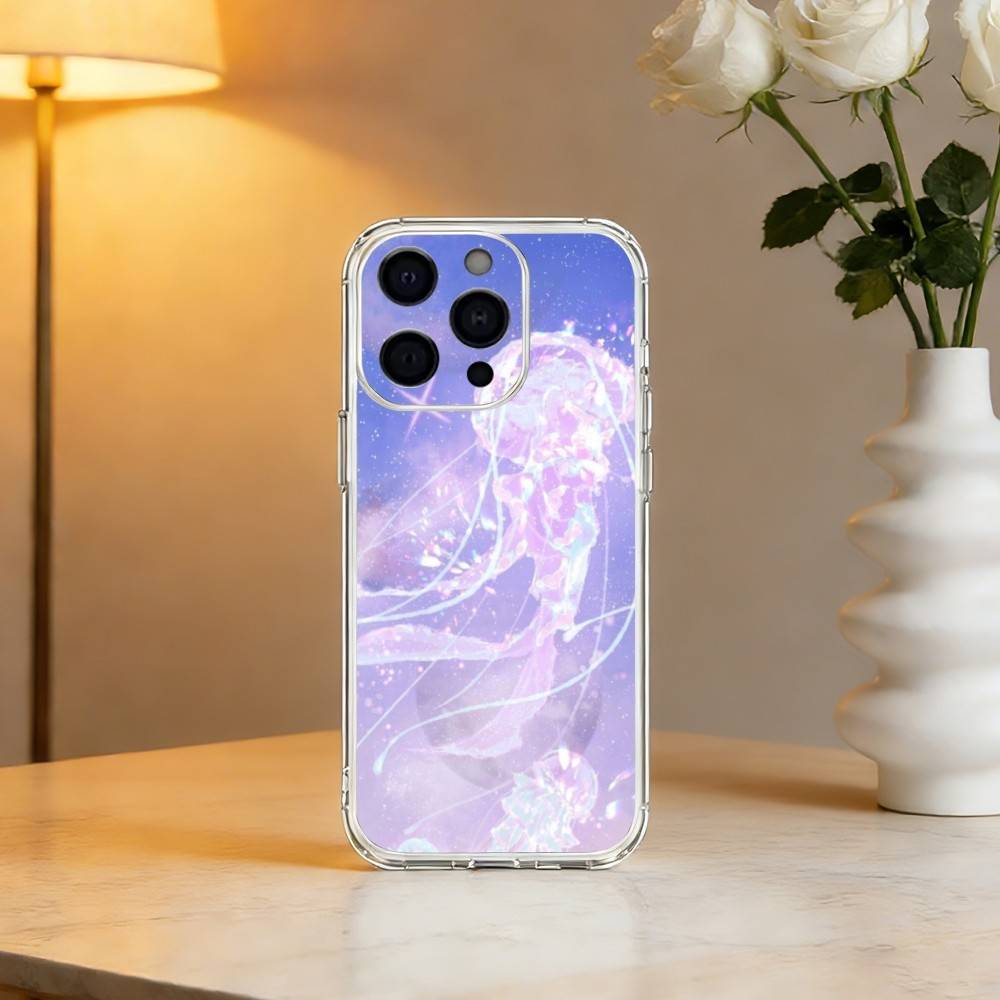 INS C-Мультяшный медуза Чехол для телефона Для iPhone 17 16 15 14 13 12 11 Mini Pro Max Plus Прозрачный чехол