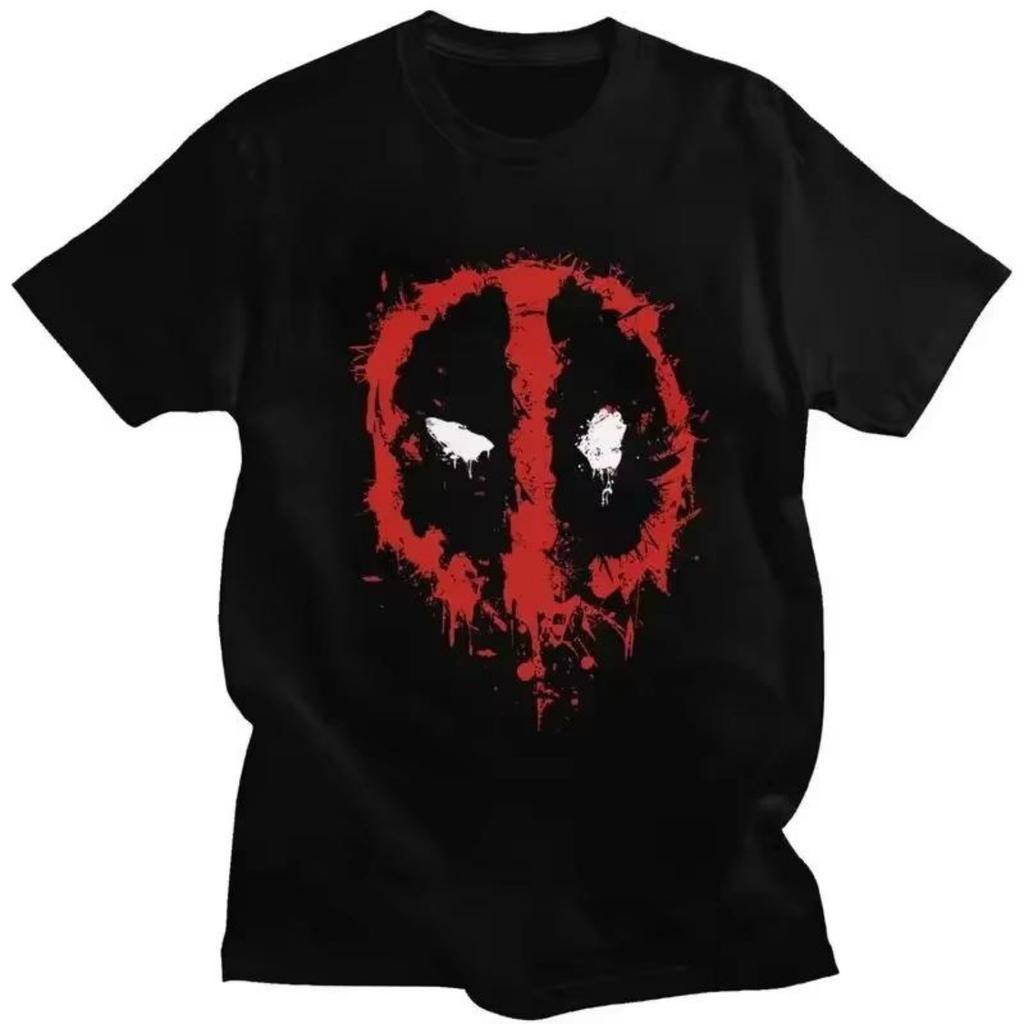 Kawaii Deadpool Splatter Men's Short Sleeve Casual T-Shirt Pure Cotton Casual T-Shirt Merch Hale Autumn and Winter Innerwear