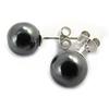 [M6717] - 'Mineralia' Hematite Silver Earrings - 8 Mm