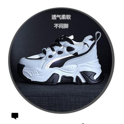 2025 весна новые туфли для папы с внутренней высотой, женская повседневная модная спортивная обувь, женские универсальные трендовые туфли на платформе-маффине