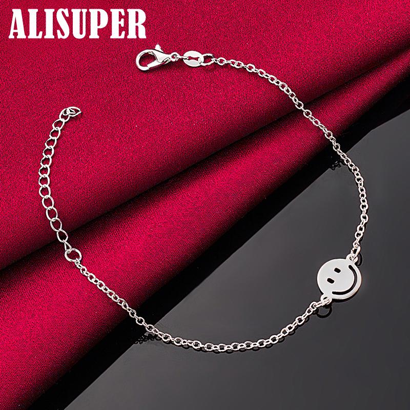 Ювелирные изделия из браслета-цепочки из стерлингового серебра 925 пробы с улыбающимся лицом