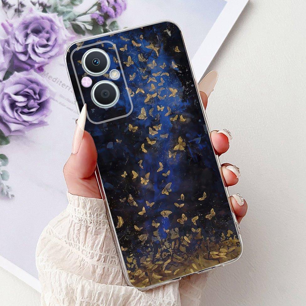 Clear For Oppo Reno 7Z 5G CPH2343 Case For Oppo Reno 8Z 5G CPH2457 Cover Luxury Butterfly Love Fashion Flowers Cool Lion Painted