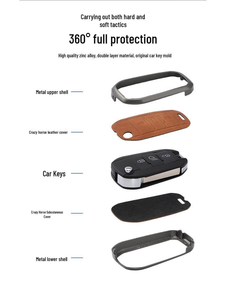 DS9 Key Case: Metal Shell Buckle for DS7, DS3EV, DS4, DS5, DS6 Car Keys