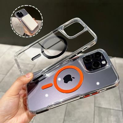 Роскошный прозрачный противоударный бронированный чехол для iPhone 15 14 13 12 11 Pro Max Магнитный для беспроводной зарядки Magsafe Акриловая крышка
