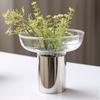 Nordic Light Luxury Funnel Metal Flower Holder Transparent Glass Vase Home Hotel Flower Arrangement Model Room Decoration Decoration